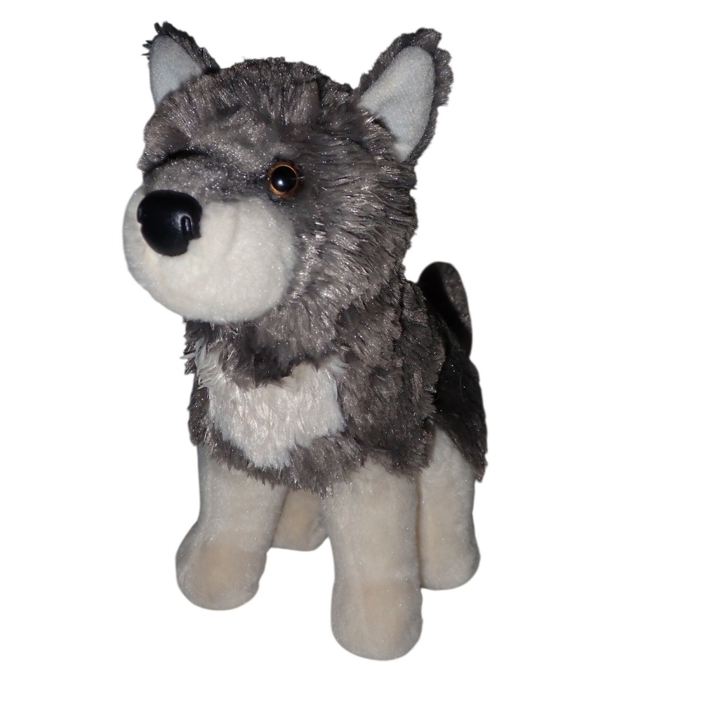 Douglas Kids Cuddle Toy Wolf Plush Stuffed Animal Grey White 8 Inch Ashes